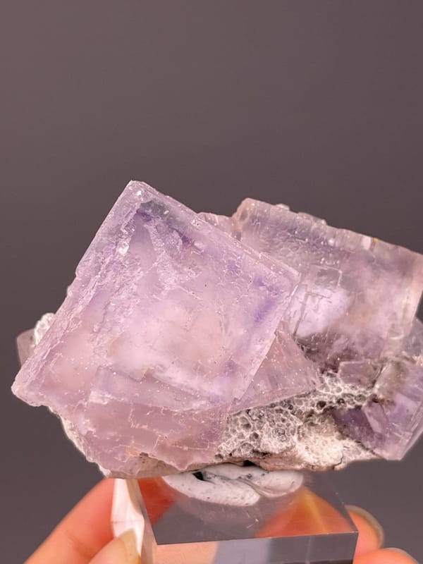 Purple fluorite cluster overhead top-down view