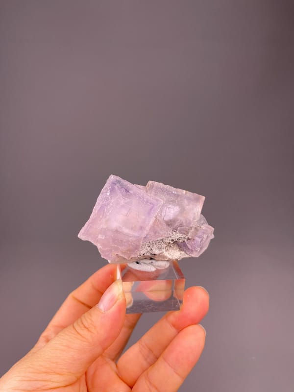Purple fluorite cubic faces close-up detail