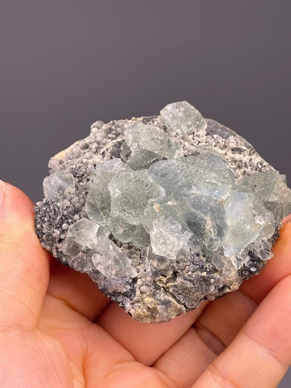 Green fluorite cluster side profile Fujian