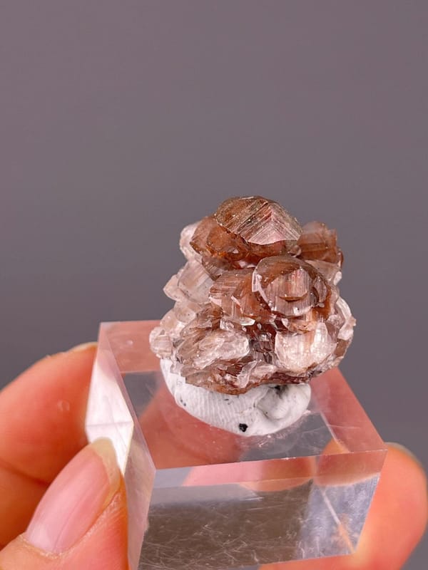 Red calcite overhead top-down view