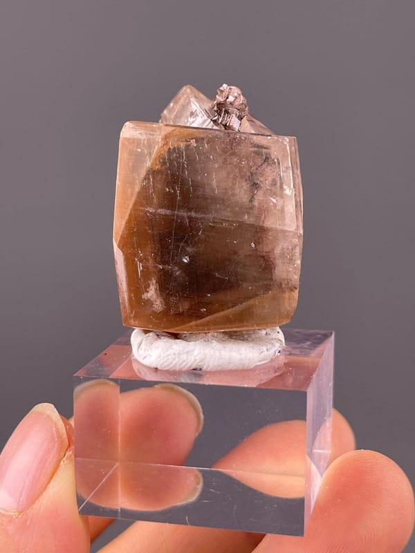 Front view of honey calcite druzy geode from Hubei China