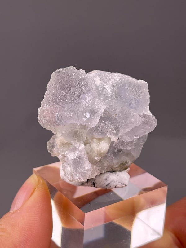 Etched surface texture on clear fluorite cubes