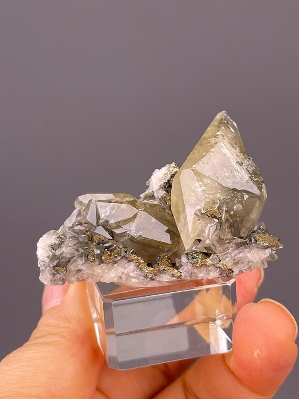 Bicolor Calcite – Double-Terminated – Pyrite Inclusions – Hubei