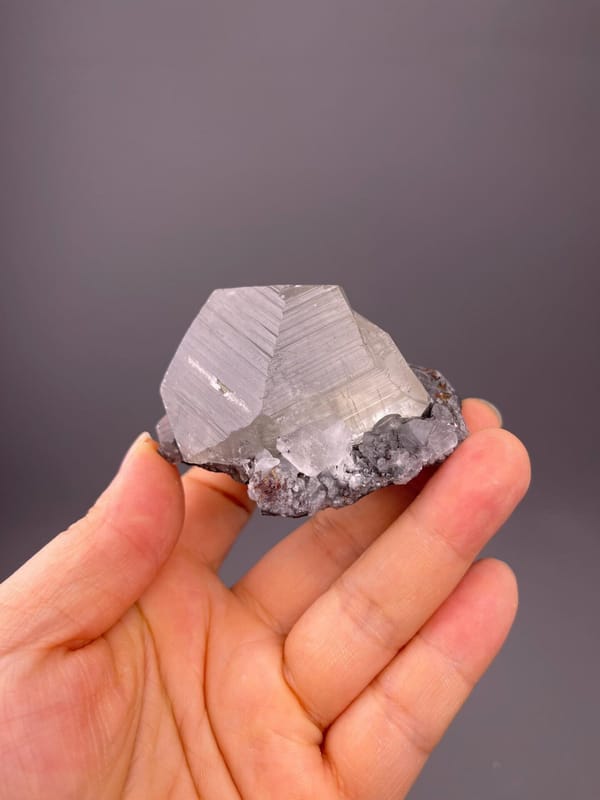 Close-up of etched calcite crystal surface texture