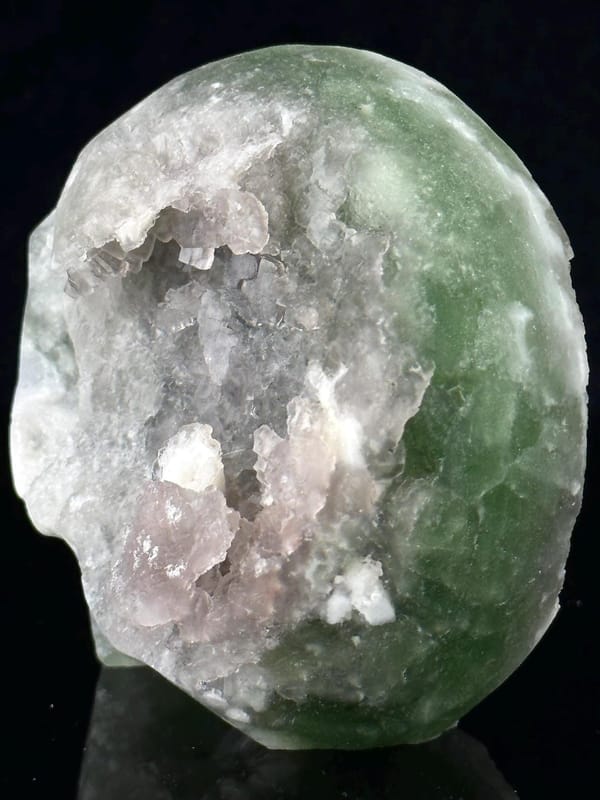 Detail of green fluorite crystal texture in skull