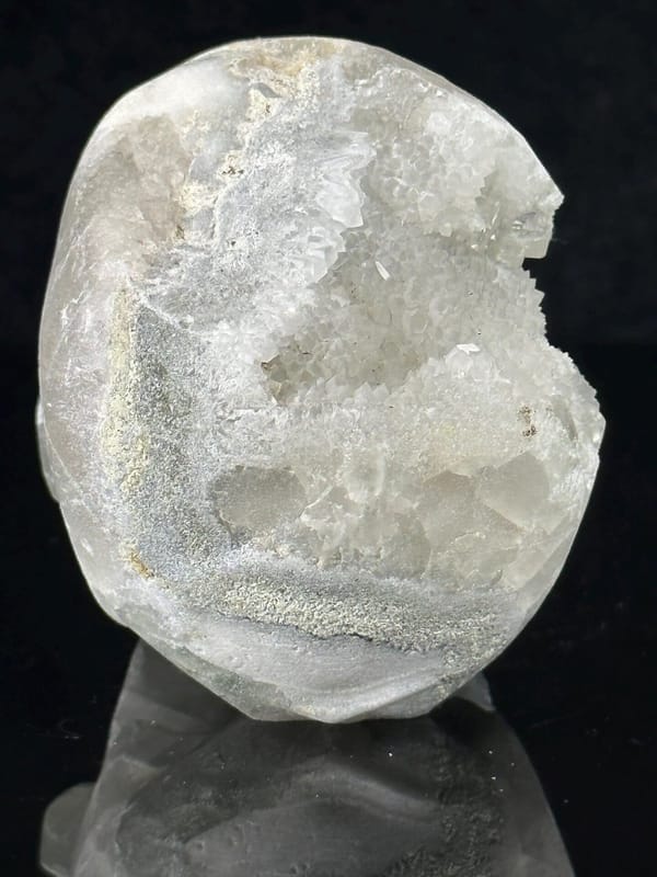 Close-up of natural quartz geode interior of fluorite skull
