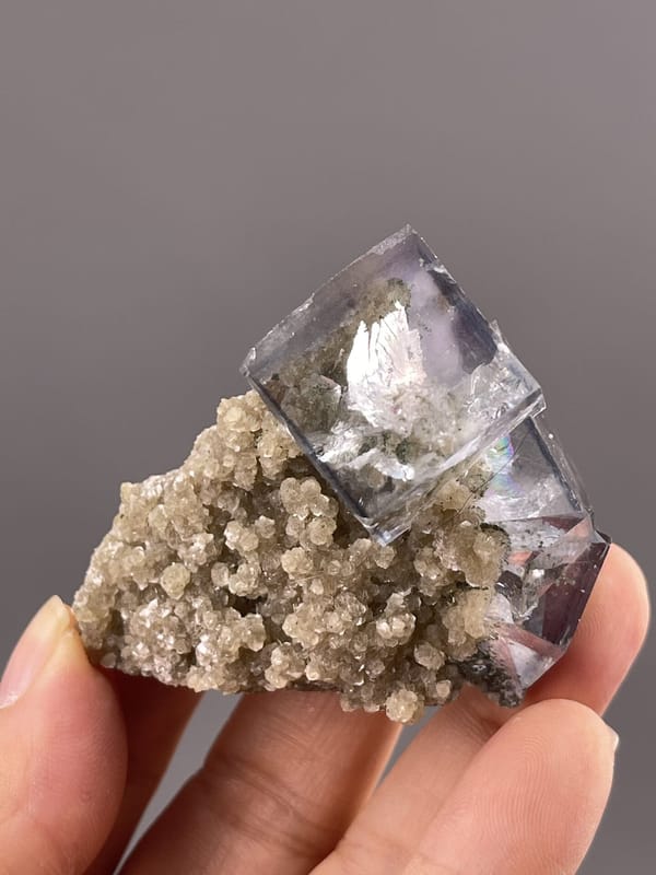 Transparent Fluorite Crystal from Yaogangxian Mine, China – full specimen against white background