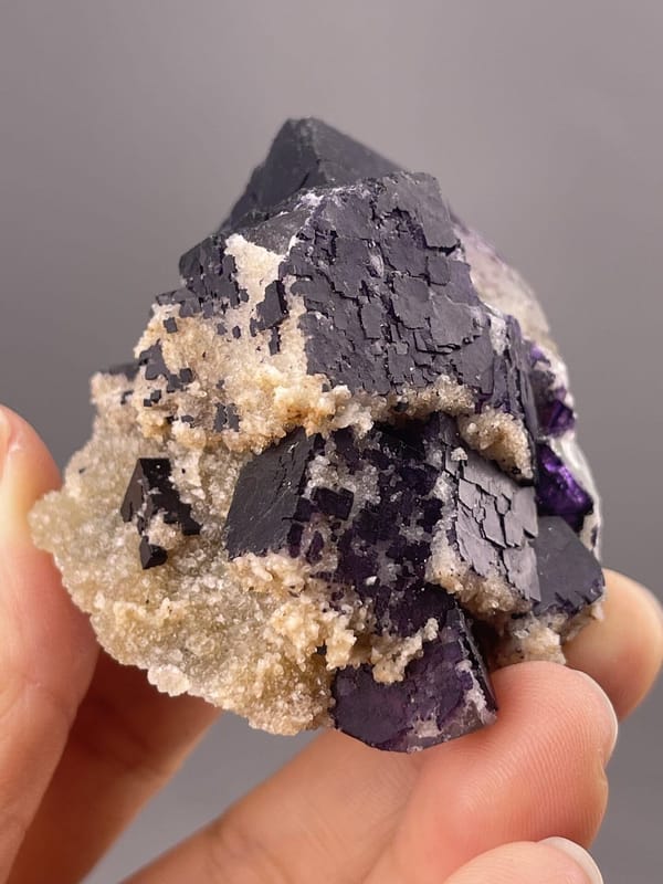Cubic Fluorite Specimen from Anshun, China – lustre and transparency detail
