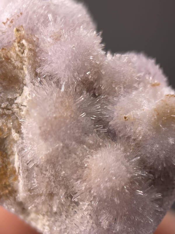 Delicate purple gypsum needles showing fine acicular form, 1.2 g