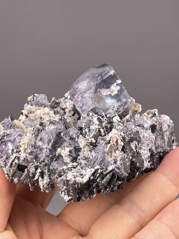 Purple Fluorite Crystals with Phantom Zones from Yaogangxian – reverse side