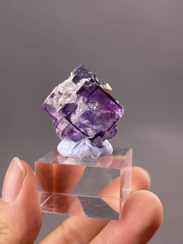Purple Fluorite Crystals from Yaogangxian Mine, China – close-up of crystal surface