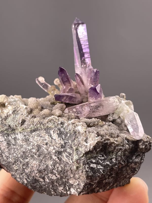 Amethyst Crystal Clusters from Vera Cruz, Mexico – top-down view