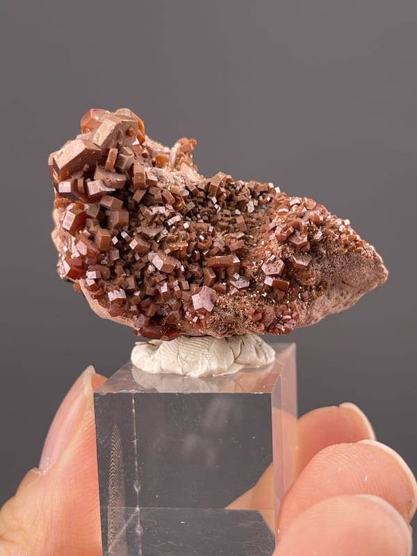 Top view of vanadinite showing hexagonal crystal geometry
