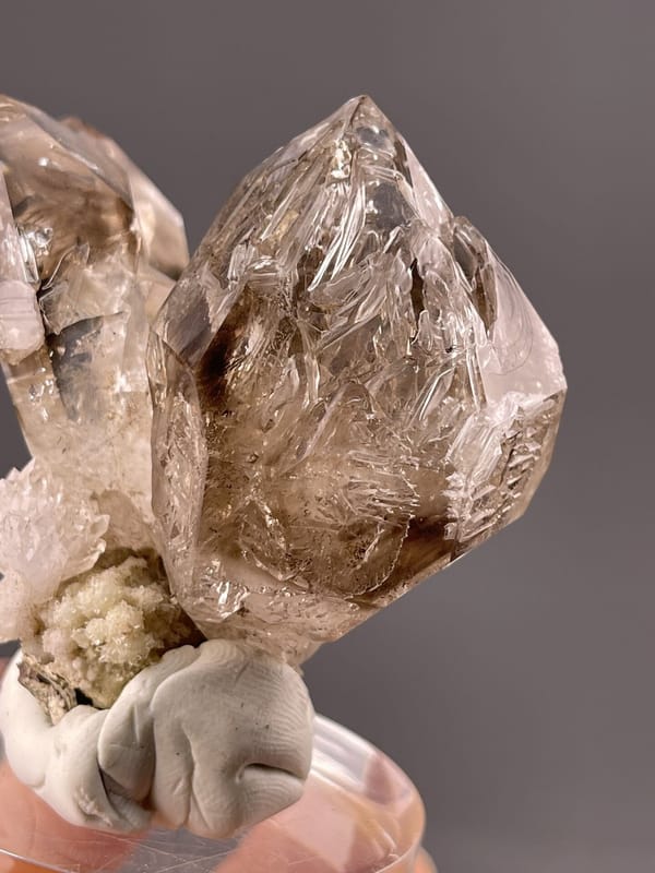 Top view of quartz cluster showing interlocking crystal arrangement