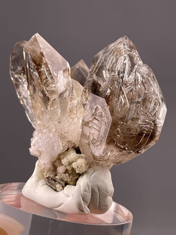 Detail of quartz crystal terminations showing sharp prismatic faces