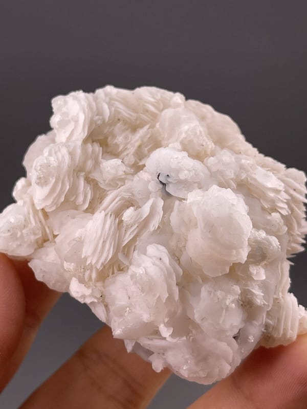 Top view of calcite showing layered fibrous surface pattern