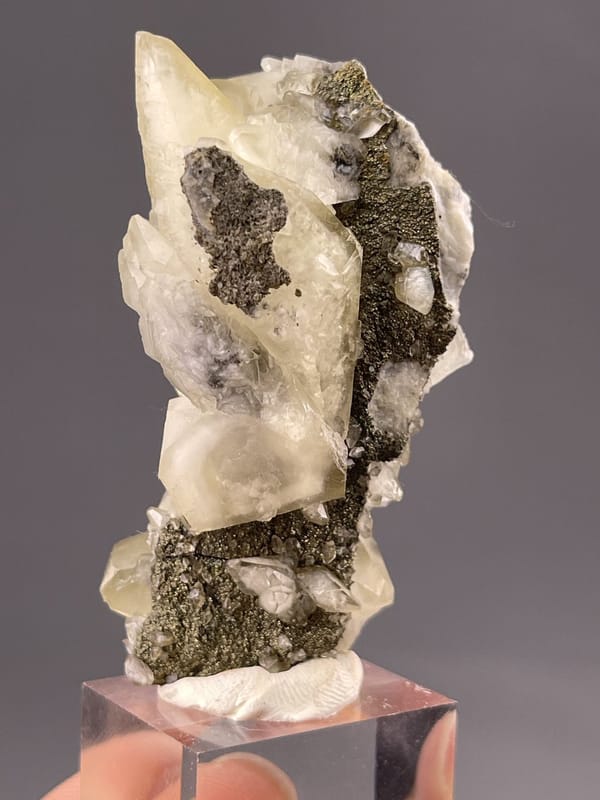 Yellow feather calcite specimen from Daye Mine Hubei China, SKU 1112