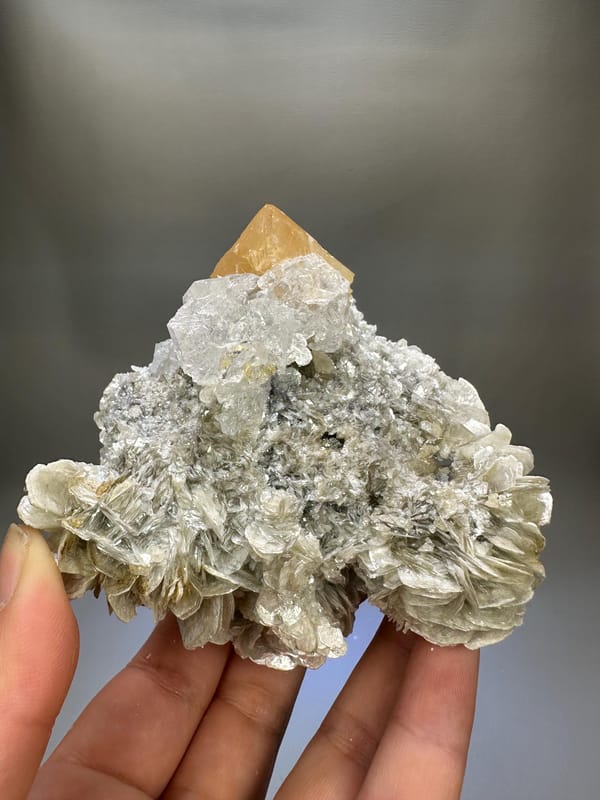 Muscovite Scheelite Etched Aquamarine Crystal - Xuebaoding Sichuan China - Rare Collector Mineral Specimen