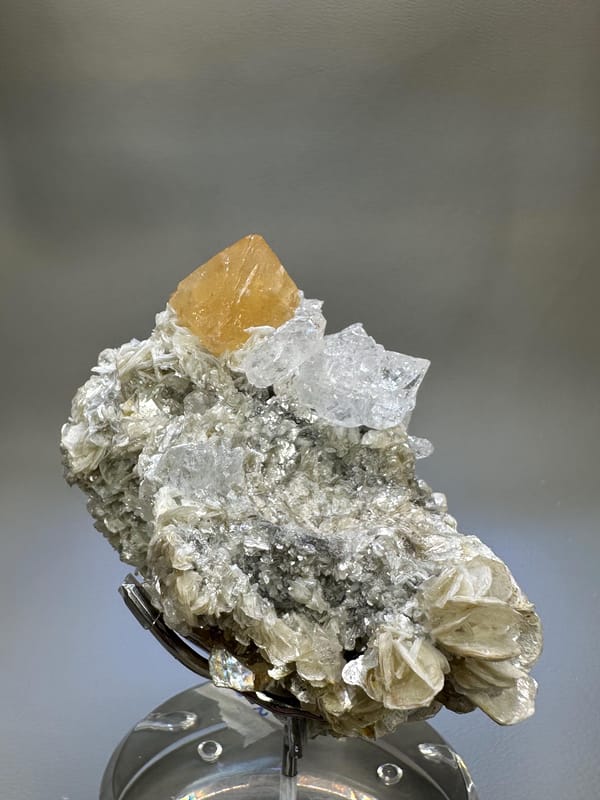 Muscovite Scheelite Etched Aquamarine Crystal - Xuebaoding Sichuan China - Rare Collector Mineral Specimen