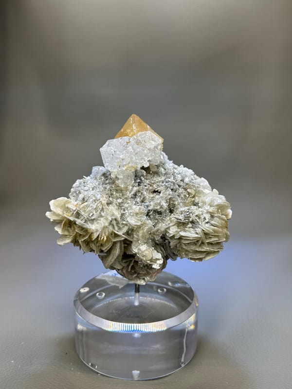 Muscovite Scheelite Etched Aquamarine Crystal - Xuebaoding Sichuan China - Rare Collector Mineral Specimen