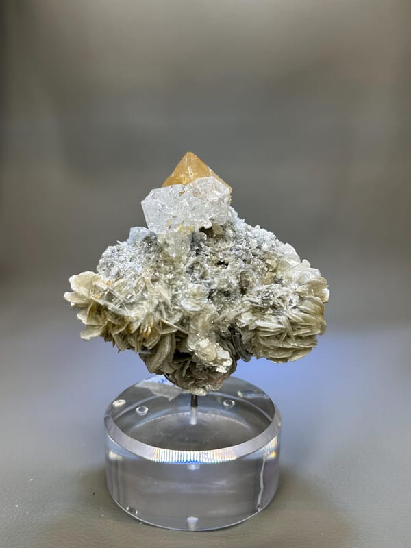Muscovite Scheelite Etched Aquamarine Crystal - Xuebaoding Sichuan China - Rare Collector Mineral Specimen