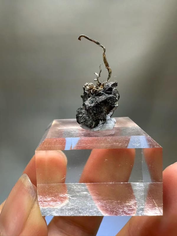 Natural Native Silver Wire Specimen Inner Mongolia China - Crystallized Silver on Sulfide Matrix Collector Element - SKU H1022