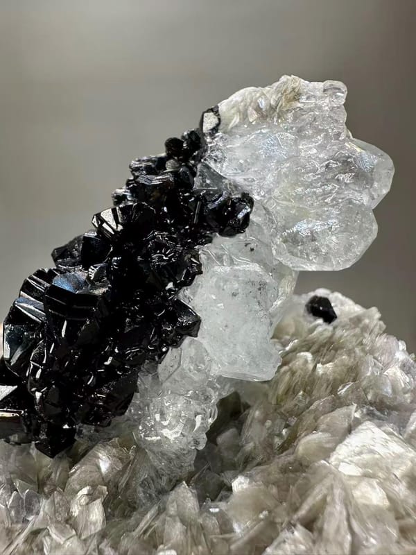 Cassiterite Aquamarine Mica Specimen Xuebaoding Sichuan China - Classic Tin Crystal Aqua Beryl Combination - SKU H1028