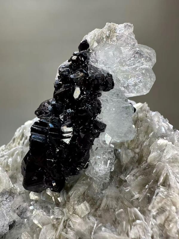 Cassiterite Aquamarine Mica Specimen Xuebaoding Sichuan China - Classic Tin Crystal Aqua Beryl Combination - SKU H1028