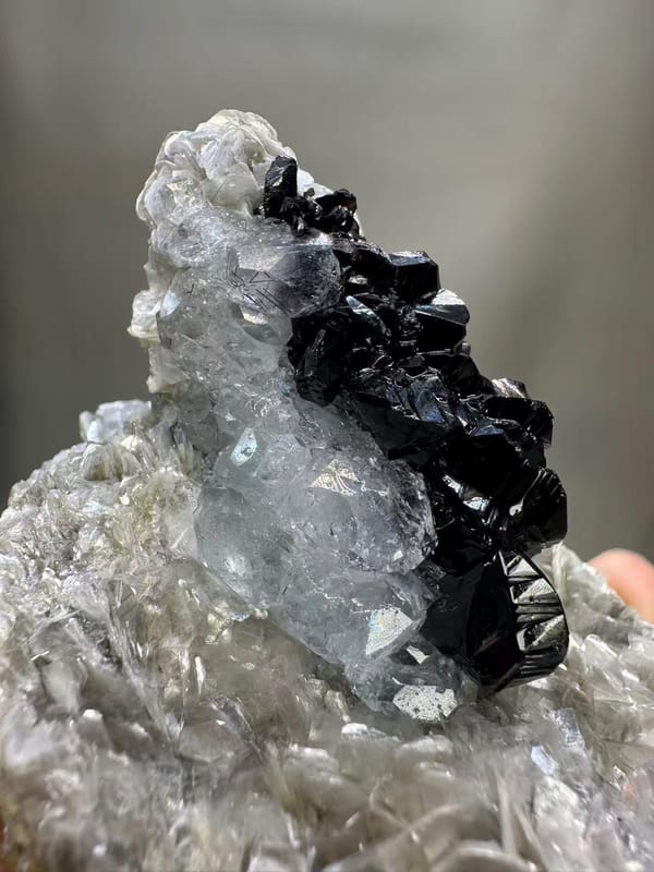 Cassiterite Aquamarine Mica Specimen Xuebaoding Sichuan China - Classic Tin Crystal Aqua Beryl Combination - SKU H1028