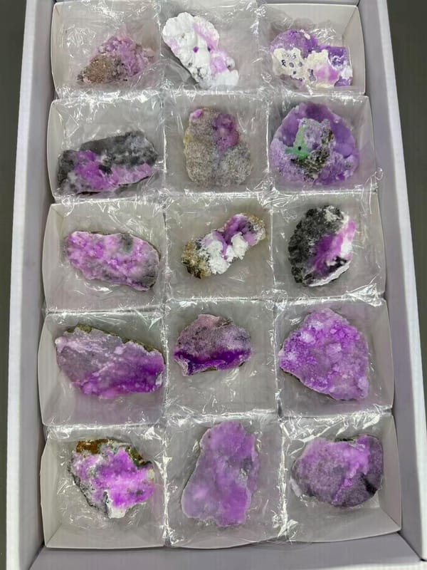 Wholesale Pink Druzy Crystal Bulk Lot Yunnan China - Cobaltocalcite Cluster Specimens Reseller Box - SKU H1033