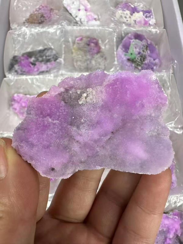 Wholesale Pink Druzy Crystal Bulk Lot Yunnan China - Cobaltocalcite Cluster Specimens Reseller Box - SKU H1033