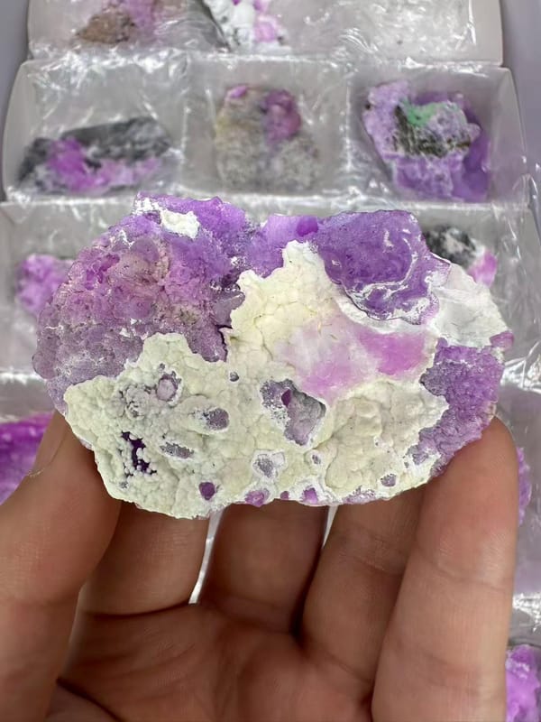 Wholesale Pink Druzy Crystal Bulk Lot Yunnan China - Cobaltocalcite Cluster Specimens Reseller Box - SKU H1033