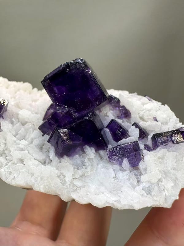 Elongated Purple Fluorite with Dolomite from Western China - Natural Cluster Mineral Specimen Collector - SKU H1042