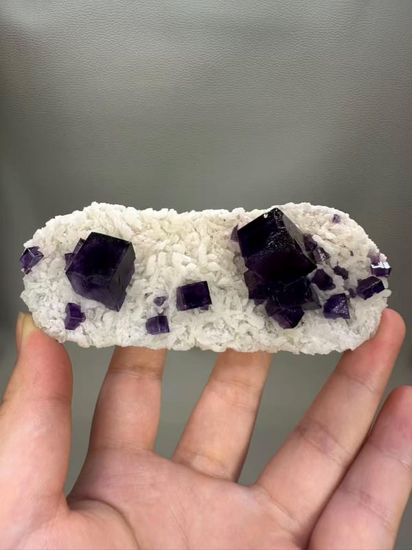 Elongated Purple Fluorite with Dolomite from Western China - Natural Cluster Mineral Specimen Collector - SKU H1042