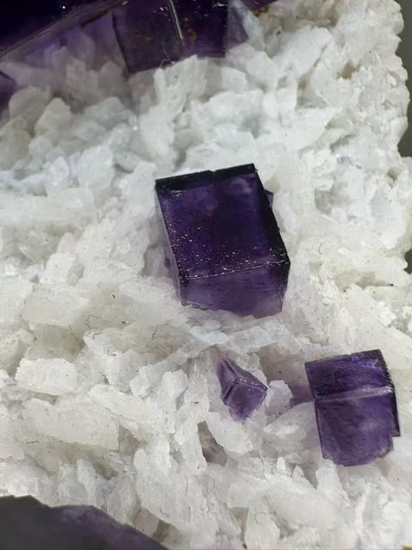 Elongated Purple Fluorite with Dolomite from Western China - Natural Cluster Mineral Specimen Collector - SKU H1042