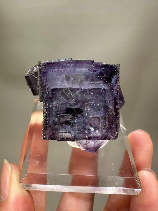 Purple Fluorite with Pyrite from Yaogangxian Mine Hunan China - Golden Inclusions Single Specimen Collector Piece - SKU H1041