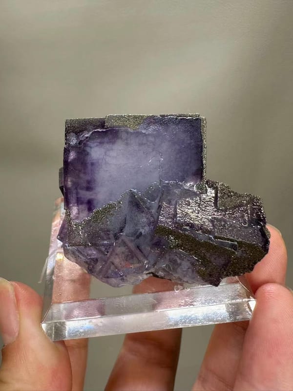 Purple Fluorite with Pyrite from Yaogangxian Mine Hunan China - Golden Inclusions Single Specimen Collector Piece - SKU H1041
