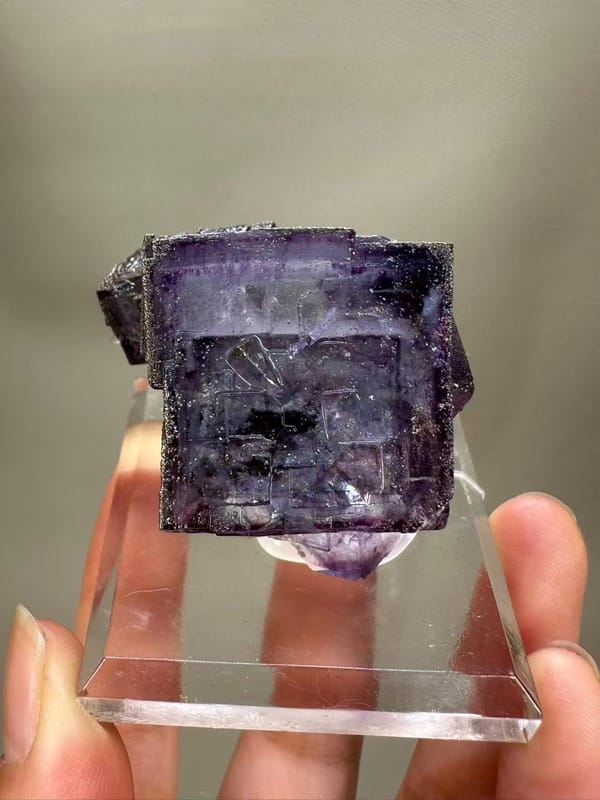 Purple Fluorite with Pyrite from Yaogangxian Mine Hunan China - Golden Inclusions Single Specimen Collector Piece - SKU H1041