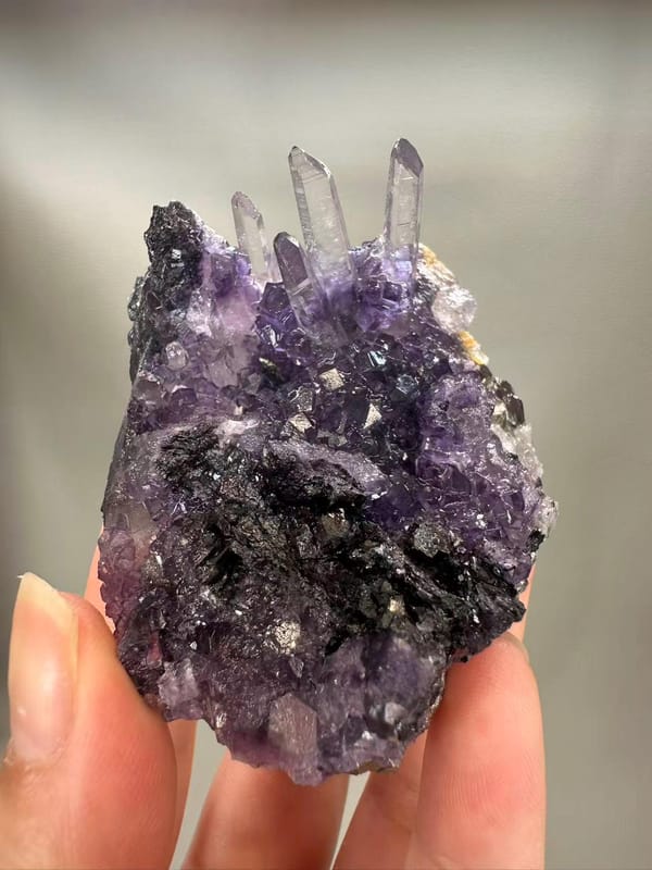 Quartz Fluorite Wolframite Arsenopyrite Multi-Mineral from Yaogangxian Hunan China - Four Species Specimen - SKU H1049