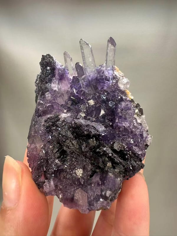 Quartz Fluorite Wolframite Arsenopyrite Multi-Mineral from Yaogangxian Hunan China - Four Species Specimen - SKU H1049