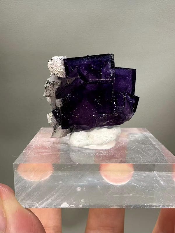 Purple Fluorite with Dolomite and Pyrite from Yaogangxian Mine Hunan China - Three Mineral Combination Thumbnail Specimen - SKU H1039