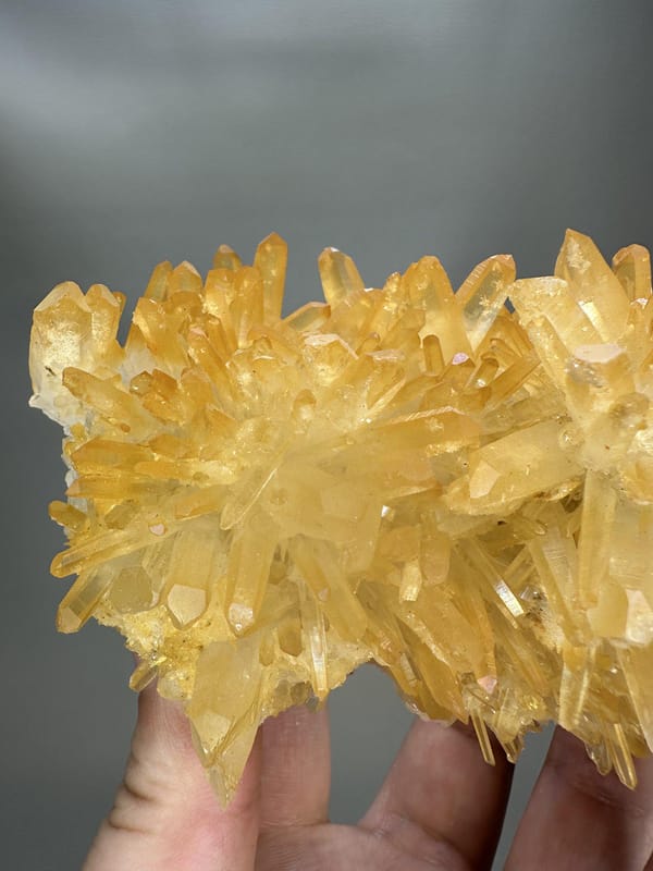 Mango Quartz Crystal Cluster | Natural Golden Orange Quartz | Myanmar Mineral Specimen | Collector Crystal
