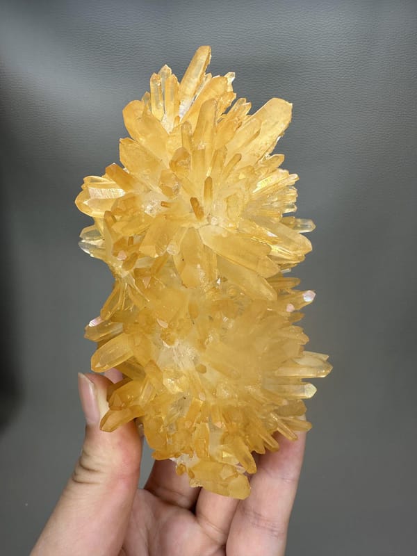 Mango Quartz Crystal Cluster | Natural Golden Orange Quartz | Myanmar Mineral Specimen | Collector Crystal