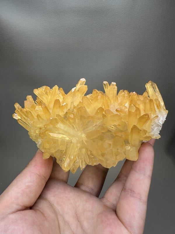 Mango Quartz Crystal Cluster | Natural Golden Orange Quartz | Myanmar Mineral Specimen | Collector Crystal