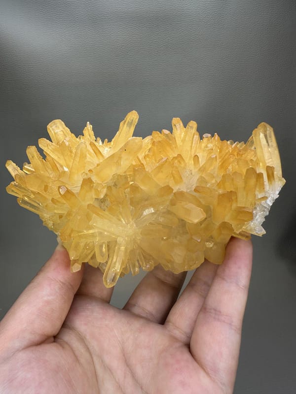 Mango Quartz Crystal Cluster | Natural Golden Orange Quartz | Myanmar Mineral Specimen | Collector Crystal