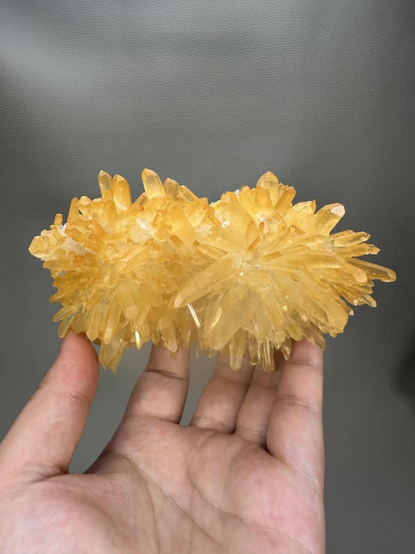 Mango Quartz Crystal Cluster | Natural Golden Orange Quartz | Myanmar Mineral Specimen | Collector Crystal