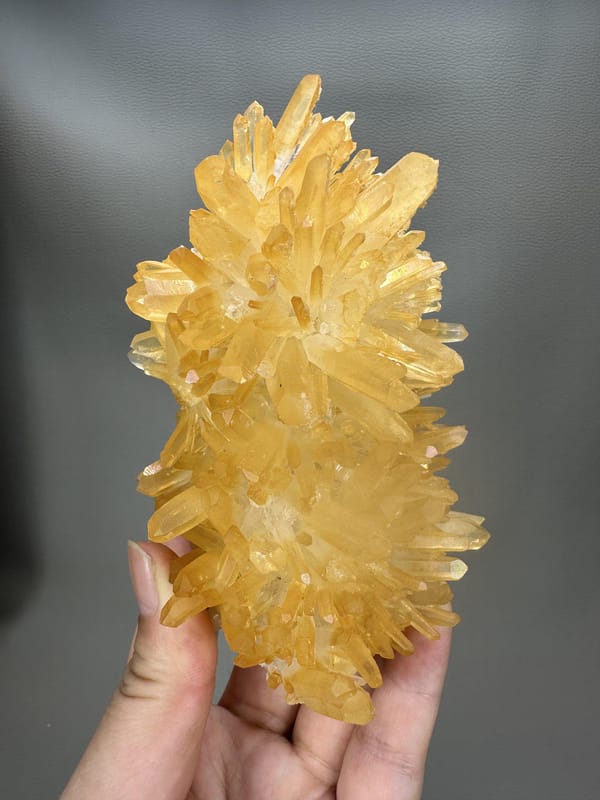 Mango Quartz Crystal Cluster | Natural Golden Orange Quartz | Myanmar Mineral Specimen | Collector Crystal