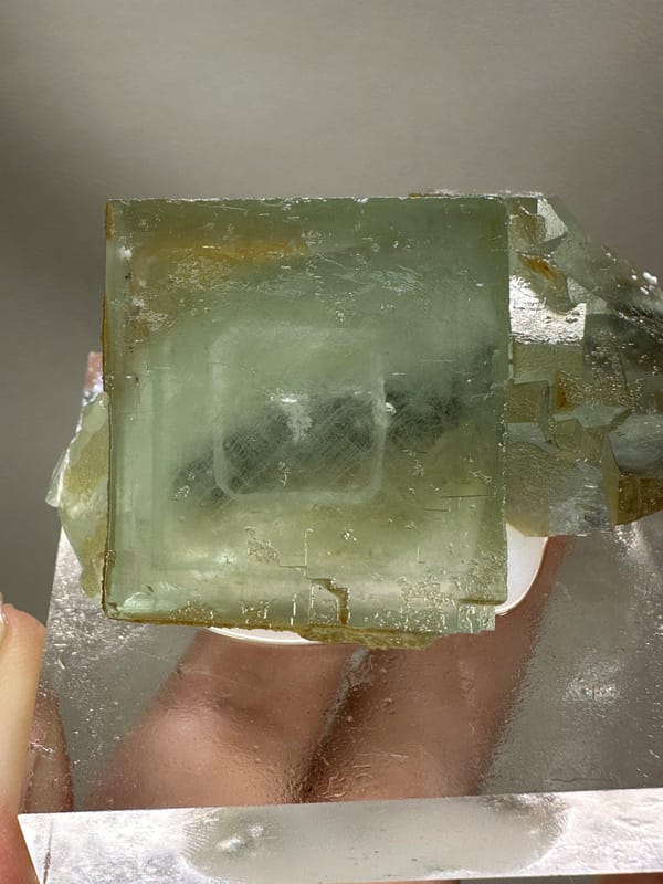 Window Green Fluorite Crystal | Phantom Cubic Fluorite | Xianghualing China | Natural Mineral Specimen