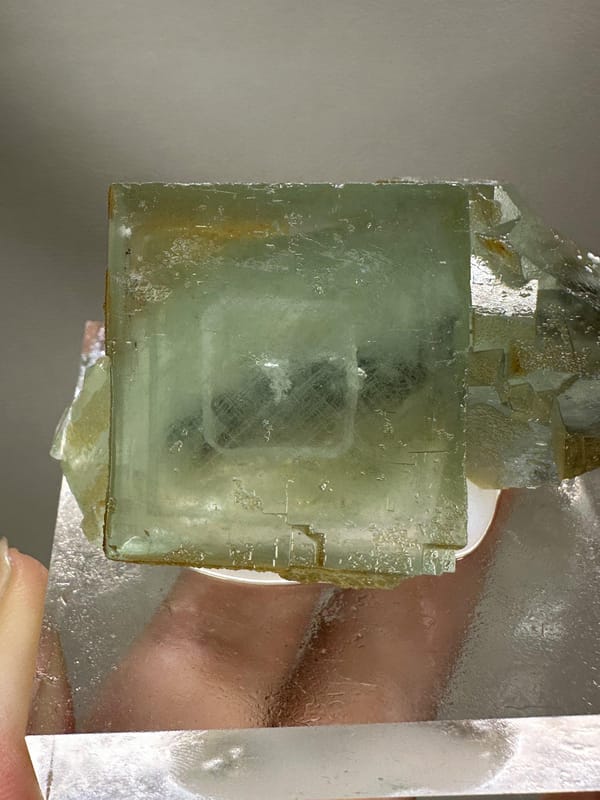 Window Green Fluorite Crystal | Phantom Cubic Fluorite | Xianghualing China | Natural Mineral Specimen