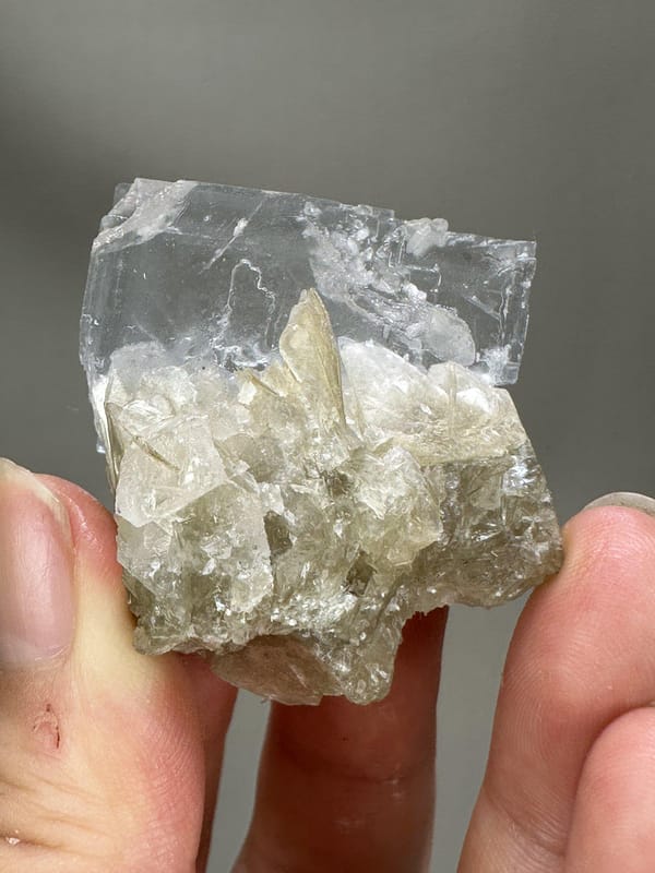 White Fluorite with Mica | Natural Clear Fluorite Crystal | Xuebaoding Sichuan China | Mineral Specimen